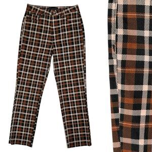 Sanctuary High Rise Brown Plaid Jeans Size‎ 27 Good Vibes Straight Crop Raw Hem
